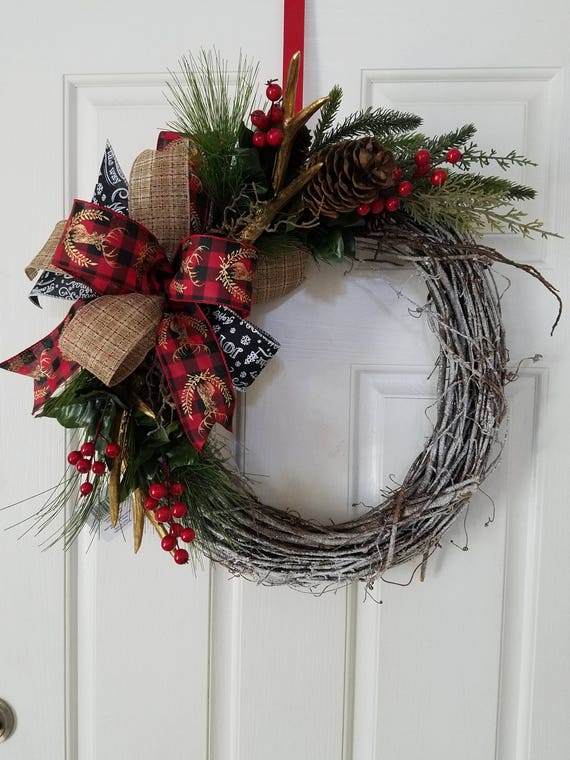 Deer Antler Grapevine Wreath Grapevine Wreath Home Decor | Etsy