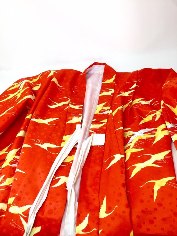 Kimono giapponese vintage donna rosso vestaglia b… - image 6