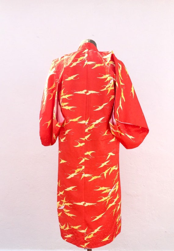 Kimono giapponese vintage donna rosso vestaglia b… - image 3
