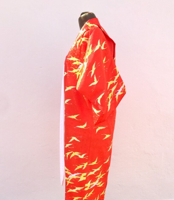 Kimono giapponese vintage donna rosso vestaglia b… - image 4