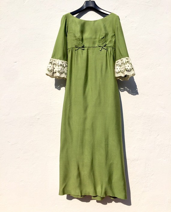 Vestito verde vintage lungo con fiocco anni 60 Lo… - image 6