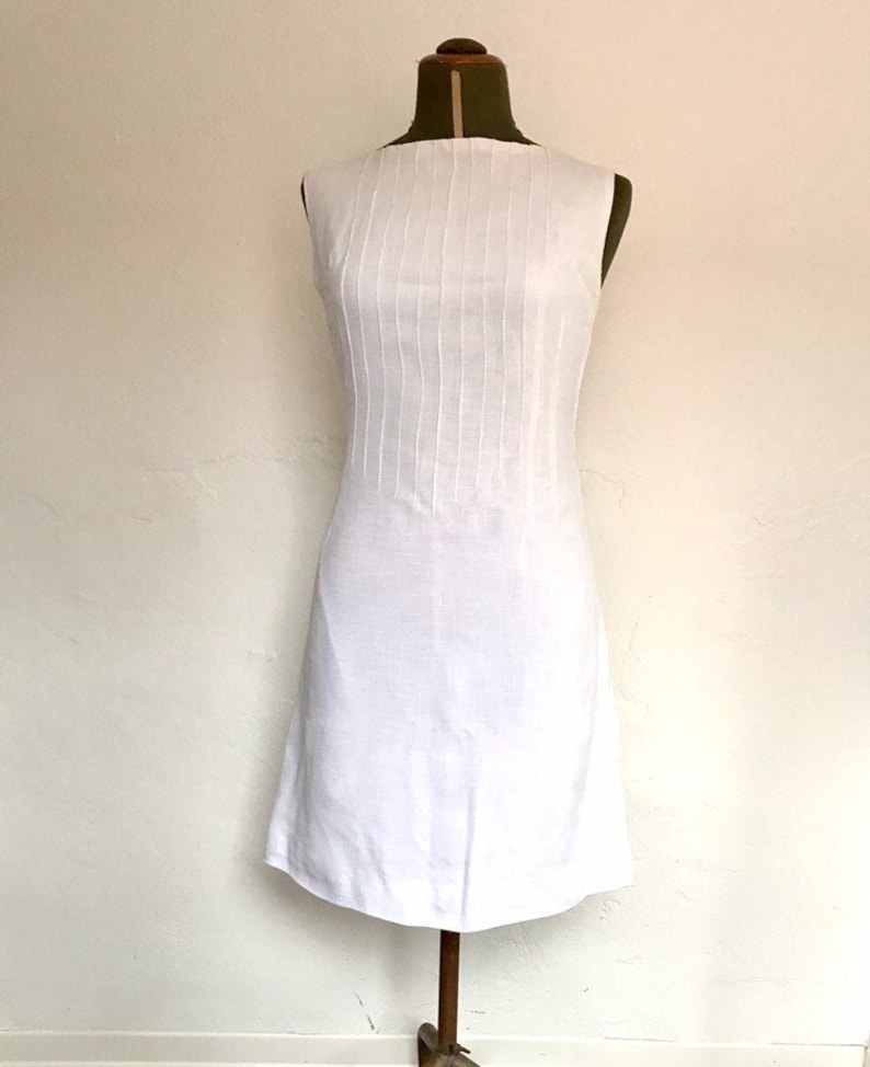White dress vintage woman summer boho tube sundeck dress
