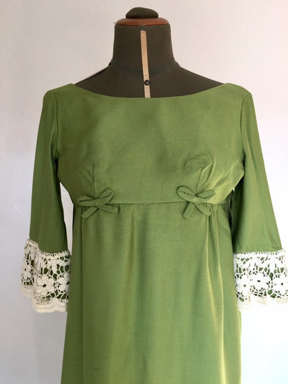 Vestito verde vintage lungo con fiocco anni 60 Lo… - image 3