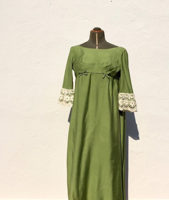 Vestito verde vintage lungo con fiocco anni 60 Lo… - image 1