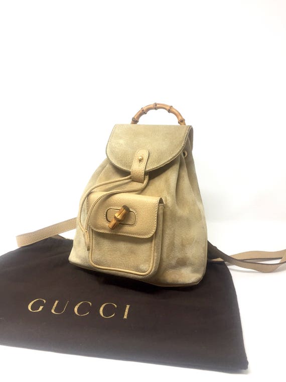 vintage gucci bamboo backpack