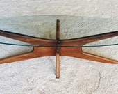 Adrian Pearsall Mid-Century Modern Walnut and Glass Elongated quot Jacks quot Coffee Table