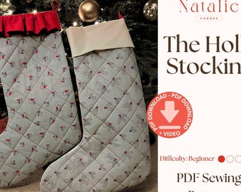 The Holly Stocking PDF-naaipatroon | 2-in-1 | Kerstknutselpatroon | Naaien voor beginners | Kerstcadeau | Pdf-patroon downloaden