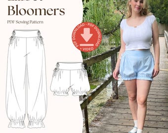 Lilibet Bloomers PDF Sewing Pattern | Tie Side Bloomers | Adjustable | Vintage Cottagecore Loungewear | XS–XXL | Detailed Video Tutorial