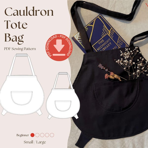 Cauldron Tote Bag PDF Sewing Pattern | Witchy Tote | Spooky Bag Pattern | Beginner Friendly | Halloween Gift