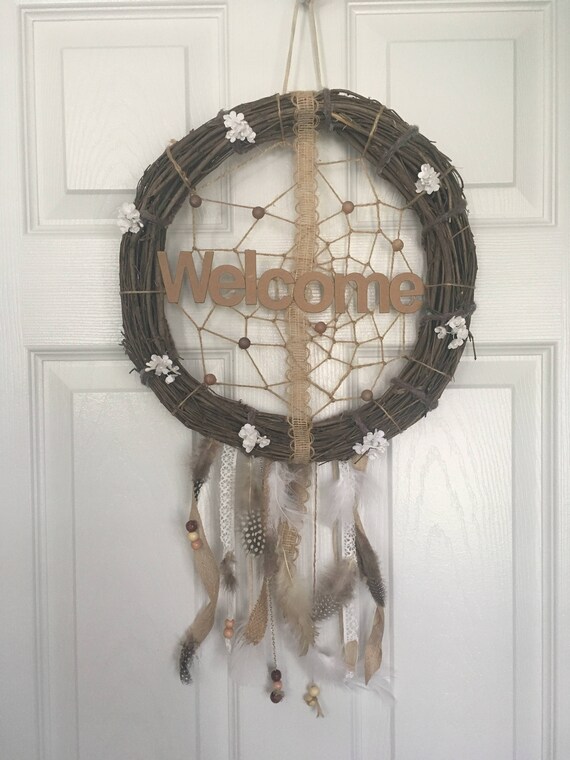 Welcome Front Door Dream Catcher Wreath