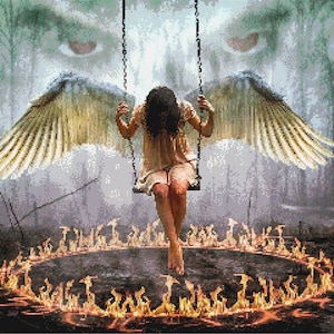 Angel Ona -licencja CC0 - cross stitch pattern counted cross stitch printable pdf- Pattern without lonely crosses.