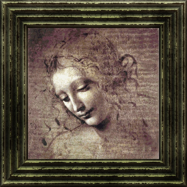 Leda -1508 r. L.da Vinci  /licencja CC0-Heart cross stitch pattern counted cross stitch printable pdf Pattern without lonely crosses