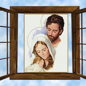 Holy Family/ licencja CC0 - cross stitch pattern counted cross stitch printable pdf-Pattern without lonely crosses