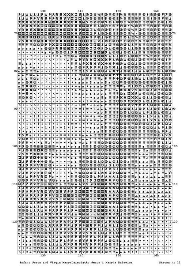 cross stitch pattern counted cross stitch printable pdf-Pattern without lonely crosses Infant Jesus and Virgin Mary licencja CC0