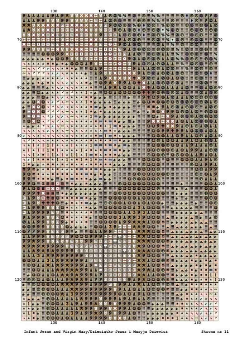 cross stitch pattern counted cross stitch printable pdf-Pattern without lonely crosses Infant Jesus and Virgin Mary licencja CC0