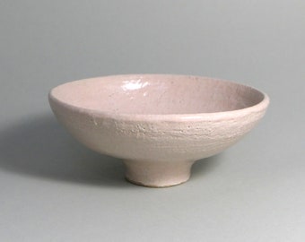 Flat Pink Tea Bowl Bowl Handmade Ceramic Stoneware