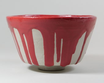 Chawan with red, running glaze // Matcha bowl // Tea bowl // 茶碗