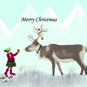 Rudolf ottiene il suo naso !! CARDS CHRISTMAS (Pacchetto di 5)- Stampa in edizione limitata