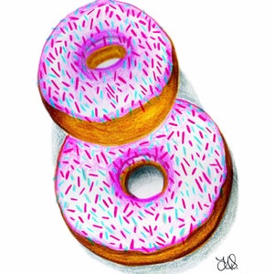 Donut illustratie Gift Card Set met waterverf - ook beschikbaar als briefkaart / uitnodiging Pack 5
