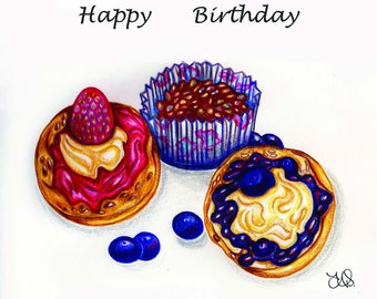 Cupcake Birthday Cards- Pack of 4