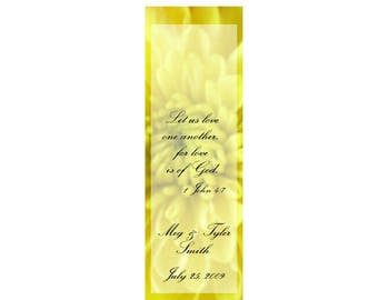 Yellow Elegance Wedding Bookmarks - Thank You Bookmark Favors (50 minimum.)