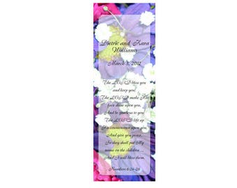 Multi Floral Wedding Bookmark Favors - Thank You Bookmarks (50 minimum.)