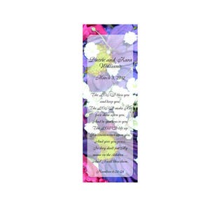 Multi Floral Wedding Bookmark Favors - Thank You Bookmarks (50 minimum.)