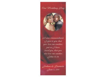 Red Rose Wedding Bookmarks - Thank You Bookmark Favors - Rose Bookmark, Photo Bookmark (50 min.)