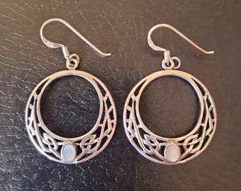 925 silver and mother of pearl dangle earrings