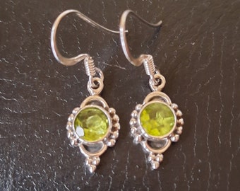 925 silver and peridot dangle hook earrings