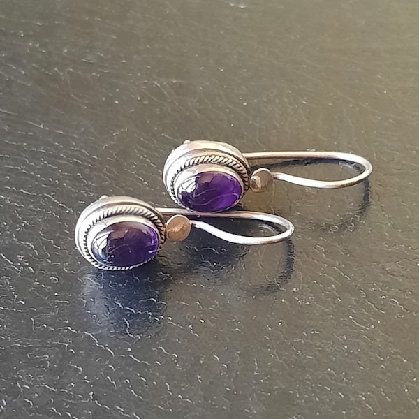 Amethyst and 925 silver earrings, entirely handmade