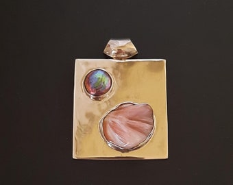 Silver 925 pendant with shell and pearl hand made in Bali