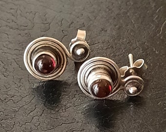 Vintage Garnet and 925 Silver Earrings