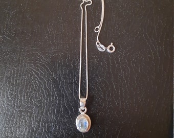 Sterling silver and rainbow moonstone necklace