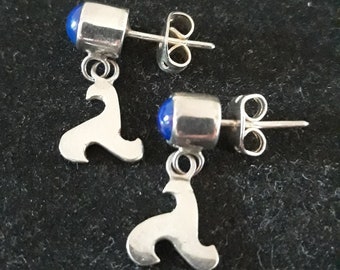 Pendientes de plata 925 y lapislazuli con trisquel