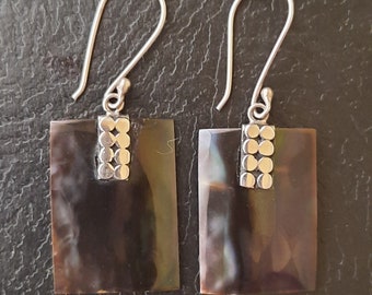 Handmade mother-of-pearl and silver 925 dangle earrings