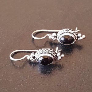 Handmade black 925 silver and onyx earrings image 1