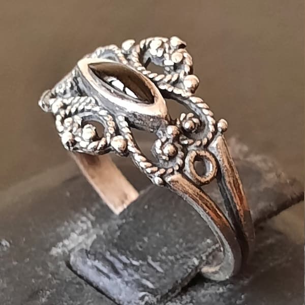 Bague vintage en jaït et argent 925