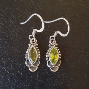 925 silver and peridot stone dangle earrings
