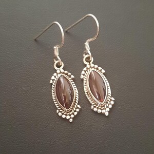 925 silver and garnet dangle earrings