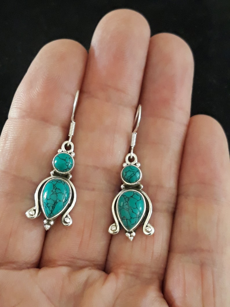 Handmade 925 sterling silver turquoise earrings