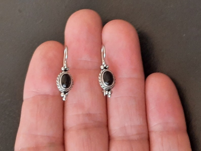 Handmade black 925 silver and onyx earrings image 10