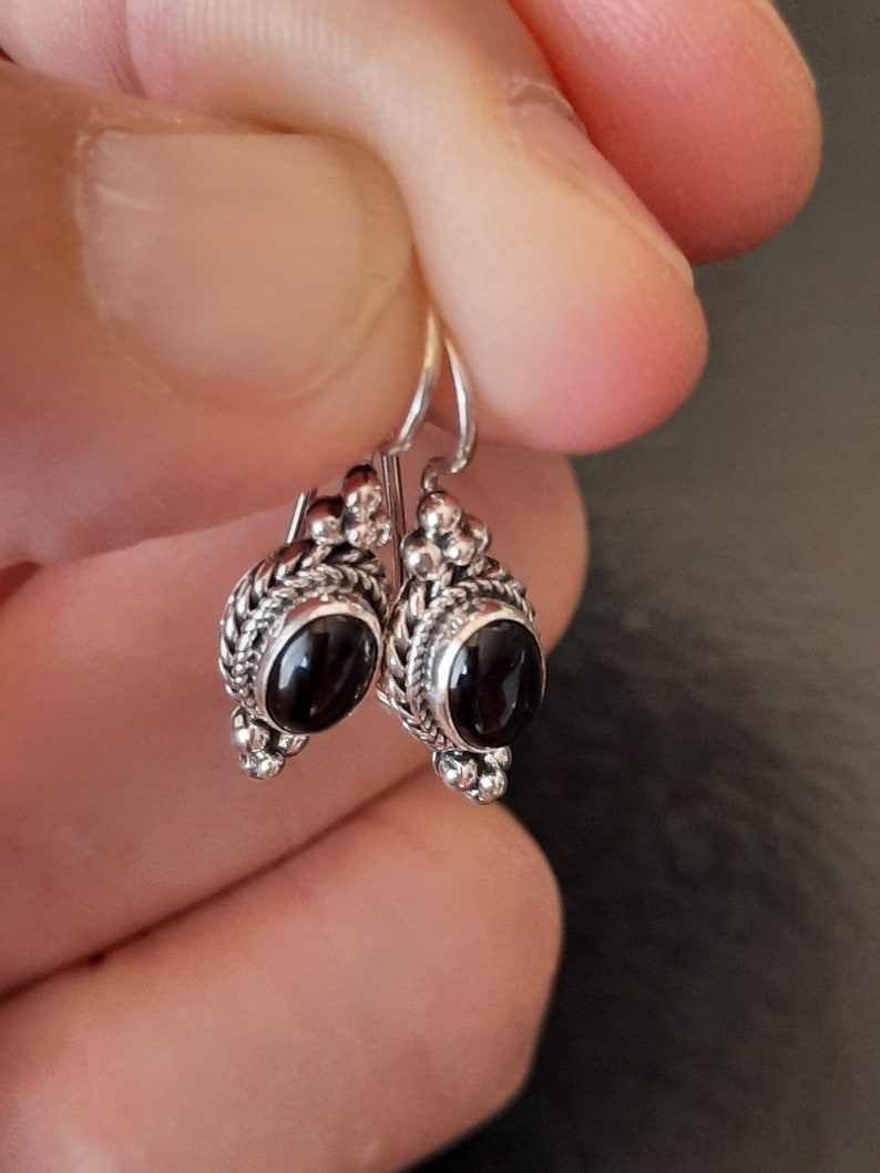 Handmade black 925 silver and onyx earrings image 6