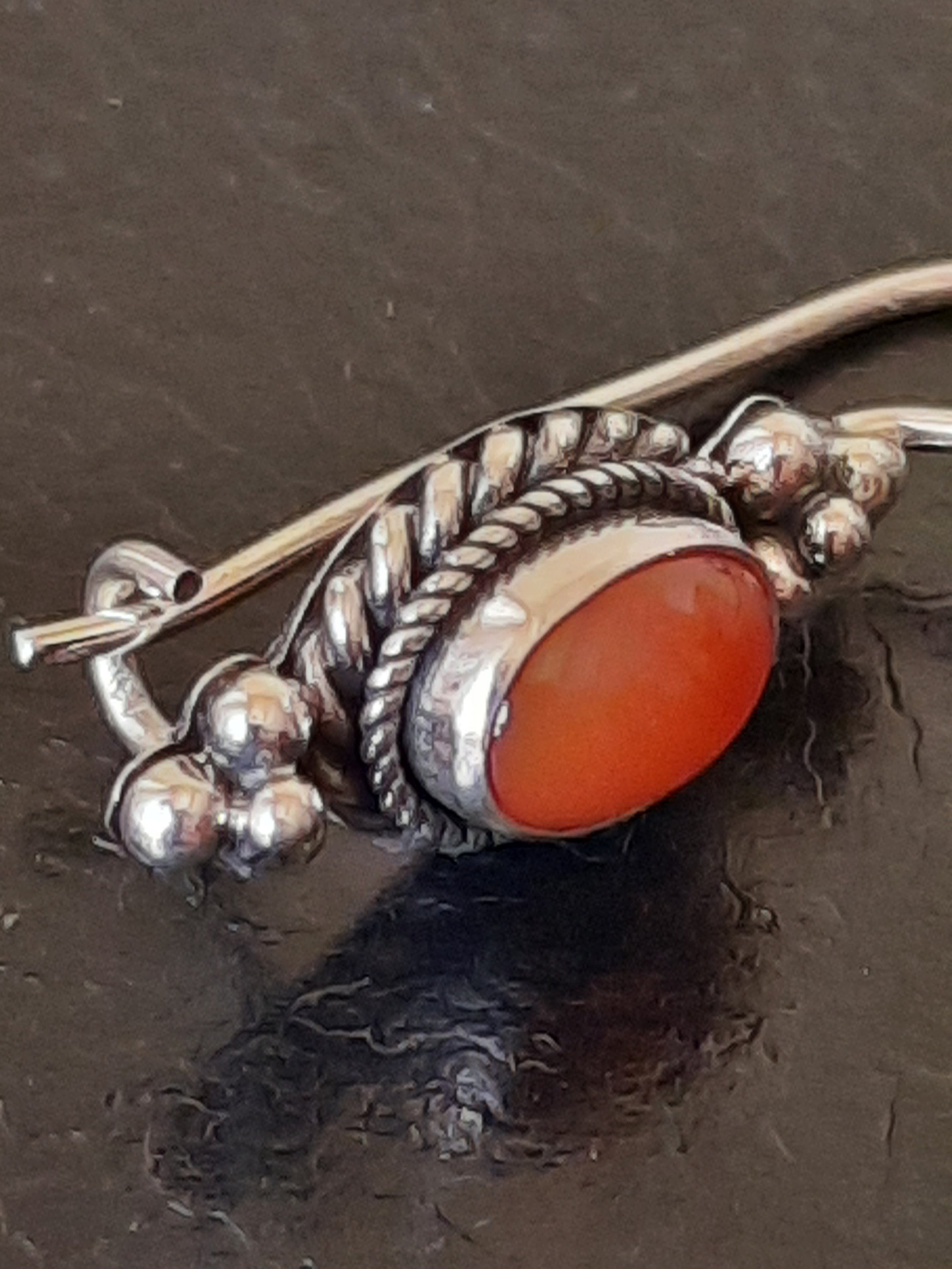 Boucles D'oreilles Argent 925 Et Cornaline – Modèle BO-AR-123 (Délicatement Doux)