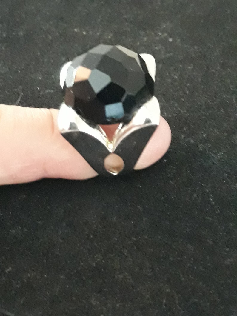 Sterling silver and faceted onyx ring vintage