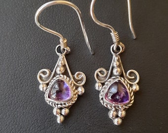 Amethyst and 925 silver earrings made in Indonesia