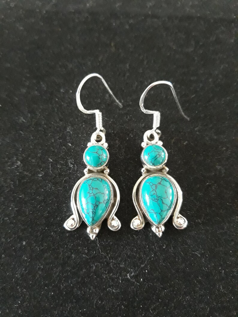 Handmade 925 sterling silver turquoise earrings
