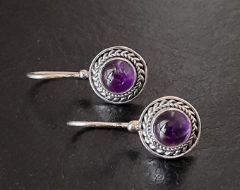 Amethyst earrings in silver made in Indonesia