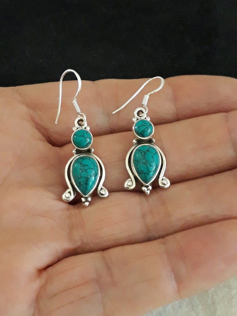 Handmade 925 sterling silver turquoise earrings