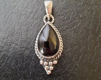 Vintage silver and onyx pendant